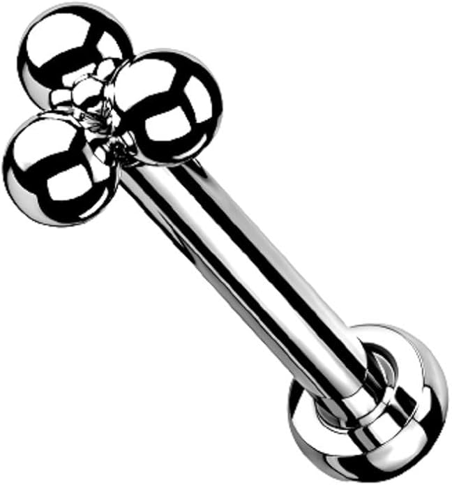 Pierced Owl - 16-20G G23 Implant Grade Titanium Threadless Push-In Triple Ball Cluster Flat Back Labret Monroe Lip Cartilage Helix Conch Ear Lobe Stud