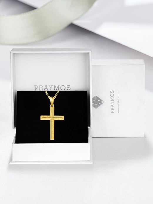 PRAYMOS Cross Necklace for Women Men, 925 Sterling Silver Simple Dainty Cross Necklace, Christian Religious Jewelry, Mothers Day Fathers Day Anniversary Birthday Gift