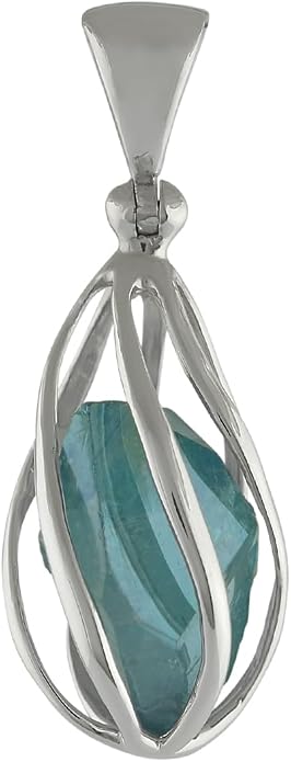 Starborn Gemstone teardrop Style Cage Pendant Sterling Silver