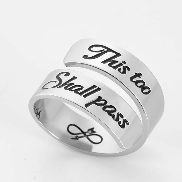 Inspirational Motivational Adjustable Ring Personalized Stainless Steel Spiral Wrap Twist Rings Encouragement Statement Graduation Jewelry Birthday Gifts for Women Teengirls.