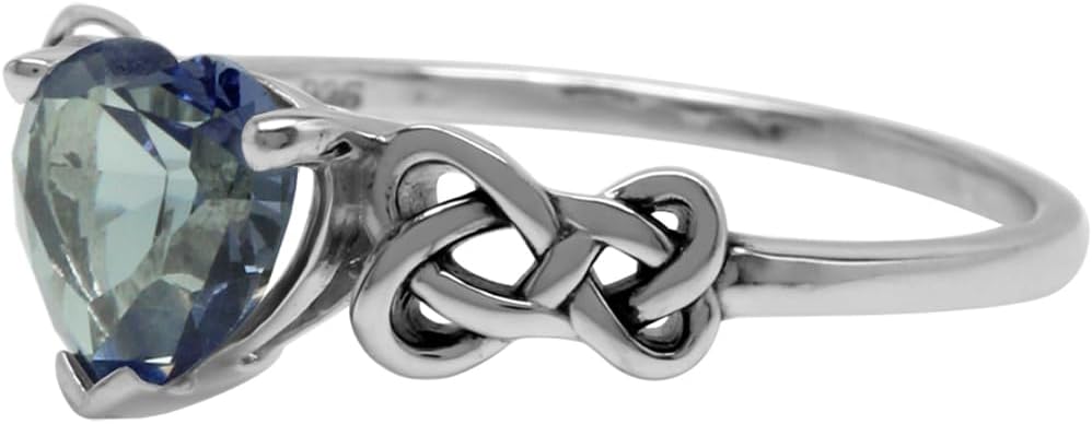 Silvershake 7MM Heart Shape 925 Sterling Silver Celtic Heart Knot Filigree Solitaire Promise Ring Jewelry for Women