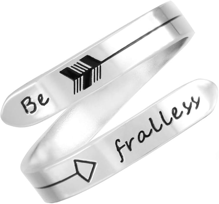 Vrycot Adjustable silvery Inspirational Stainless Steel Adjustable Bands Cool Stacking Opening Gift for Women Statement