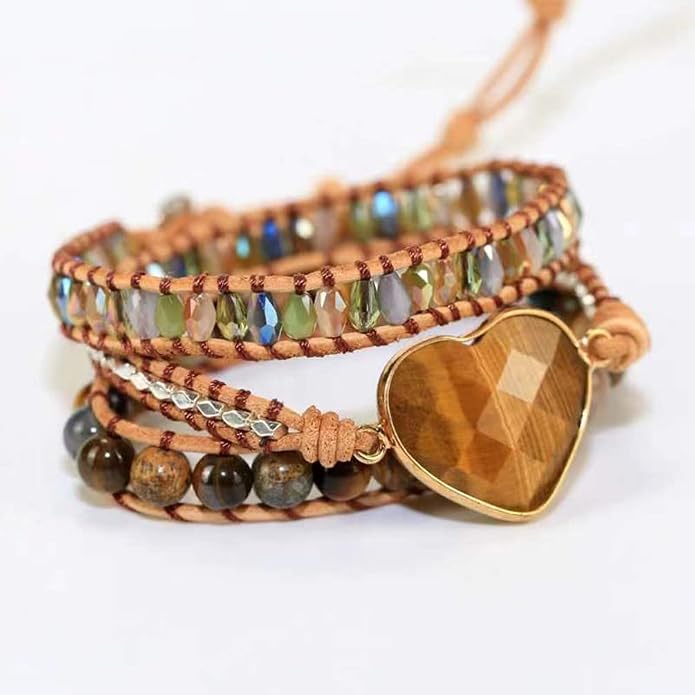 Women Wrap Bracelets Boho Natural Stone Jasper Turquoises Strand Bracelet Jewelry Collection