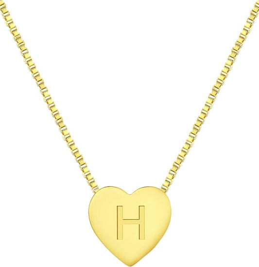 YL Initial Necklace 925 Sterling Silver Heart Letter Pendant A-Z Alphabet Cubic Zirconia Jewelry for Women