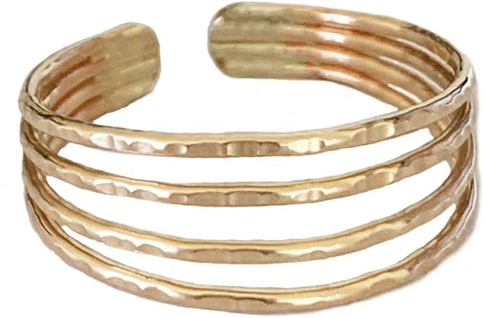 14K Gold Fill Four Strand Toe Ring | Comfort Fit Adjustable for Toes | One Size Fits All | Real Gold Toe Rings for Women