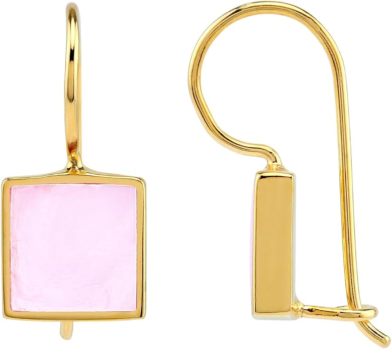 Silvershake 9MM Square Shape Stone Inlay White Gold Plated or 18K Gold Plated 925 Sterling Silver Basic Hook Closure Earrings Jewelry for Women