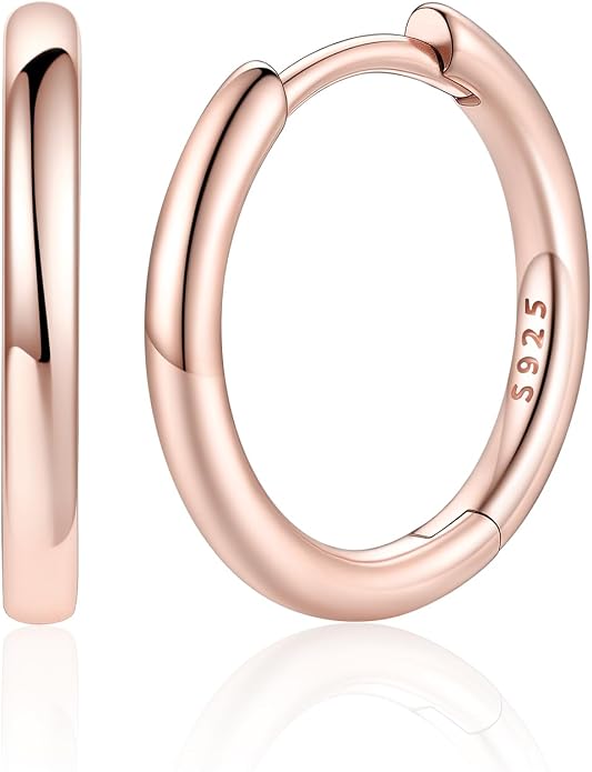 Silvora 14K Gold Plated Huggie Hoop Earrings for Women, Small Sterling Silver Hoops, Hypoallergenic Cartilage Earrings for Sensitive Ears 8/10/12/14/16/18/20MM
