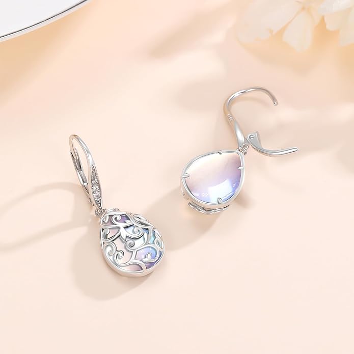 Trendy Dangle Earrings for Women Teen Girls Sterling Silver 12 Birthstone Earrings Minimalist Hypoallergenic Earrings for Sensitive Ears Jewelry Gifts
