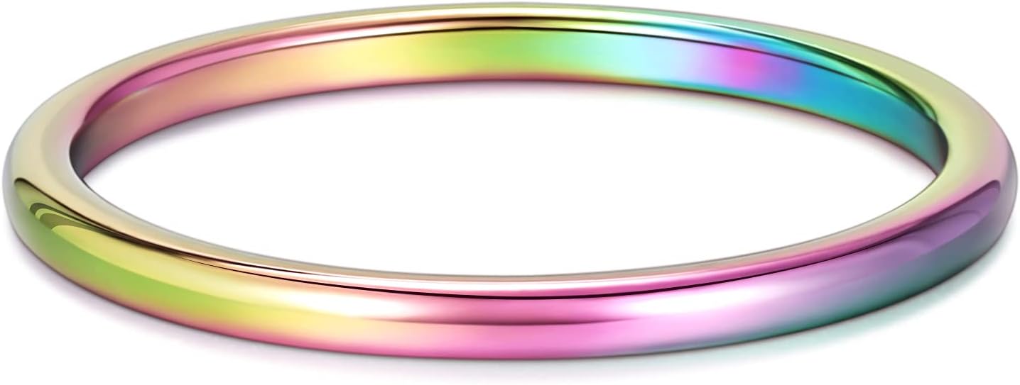 TRUMIUM 2mm 4mm 6mm 8mm Tungsten Wedding Band Ring for Men Women Silver/Rose Gold Plated/Rainbow/Gold Plated Domed High Polish Engagement Promise Rings Comfort Fit 4-15