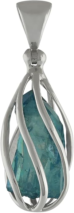 Starborn Gemstone teardrop Style Cage Pendant Sterling Silver