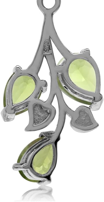 Silvershake Pear Shape Birthstone Gemstone Antique Finishing 925 Sterling Silver Leaf Vintage Inspired Pendant with 18 Inch Chain Necklace Jewelry for Women