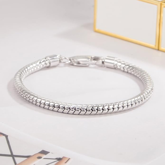 Dankadi Italy Smooth 3MM 4MM Round Snake Chain Bracelet Solid 925 Sterling Silver Men Women 6.3" 6.7" 7" 7.5" 8" 8.5" 9" 9.5" Bangle Charm Jewelry Gift