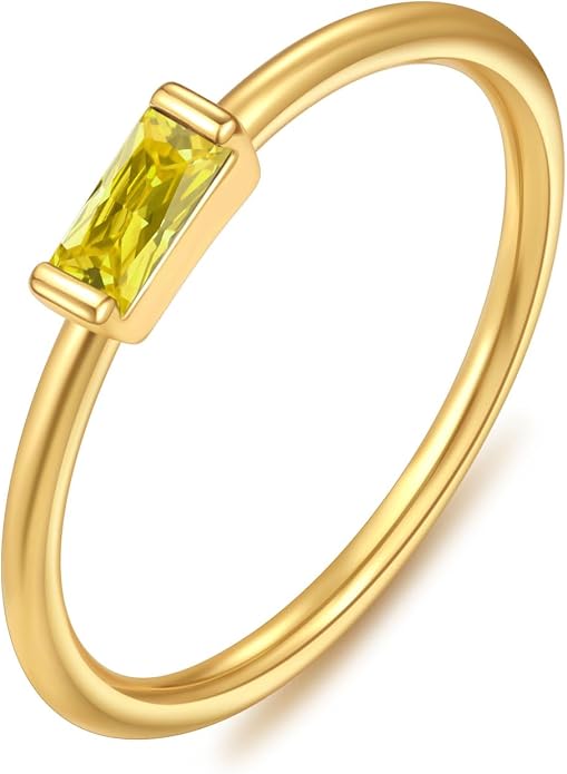 KOHOTA Silver Birthstone Rings for Women Dainty Stackable Engagement Wedding Promise Rings Non Tarnish CZ Emerald Green Gemstone Ring Mothers Birthday Gift Size 6-10