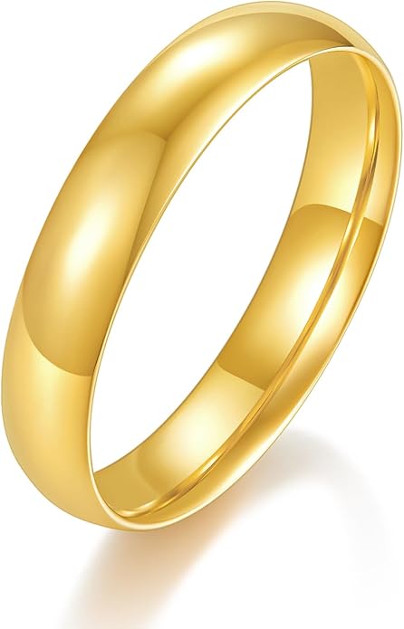 BORUO Silver Ring - 925 Sterling Silver Rings for Women - 14K Gold Plated Waterproof Wedding Band - Elegant Stacking Silver Band For Women and Men - Gifts for Special Occasions 4mm, 6mm Ring Size 4-15
