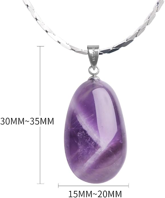 iSTONE 925 Sterling Silver Natural Crytral for Womens Pendant Necklace, Gemstone Birthstone with 17.8" Silver Chain Ladies