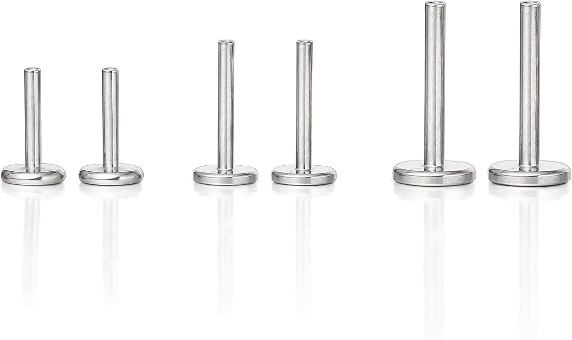 Limerencia 2Pcs 18g Titanium Internally Threaded Tragus Piercing Jewelry Nose Studs Flat Back Earrings Labret, Lip, Helix, Cartilage, Conch, Medusa Piercing for Women Men Sensitive Ears
