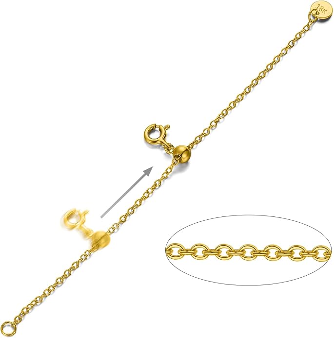 1pc 925 Sterling Silver 1.5mm Necklace Extender Chain 4inch Bracelet Anklet Single Bead Extension Adjustable Length