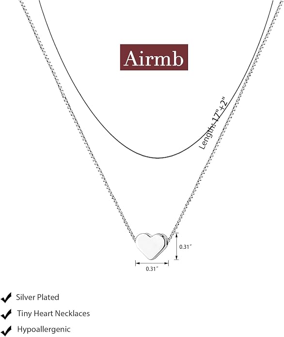 Airmb Heart Necklace for Women Gold/Silver Plated Trendy Heart Choker Lover Pendant Hypoallergenic Fashion Gold/Silver Necklace for Women Love Jewelry Gift for Women Girlfriend