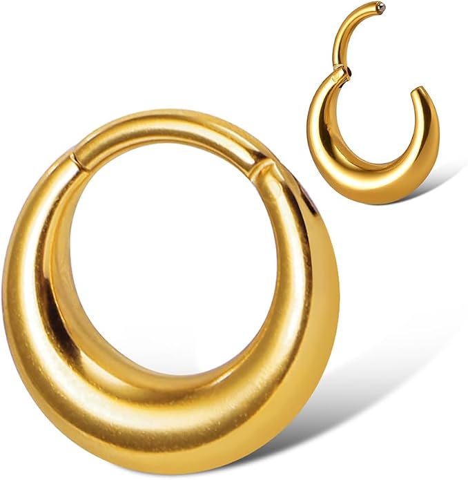 MOQIKAKA16G 8mm Septum Rings - Stainless Steel Segment Nose Rings for Women Men - Hinged Segment Nose Helix Cartilage Clicker Hoop Earrings for Daith Rook Tragus Piercing