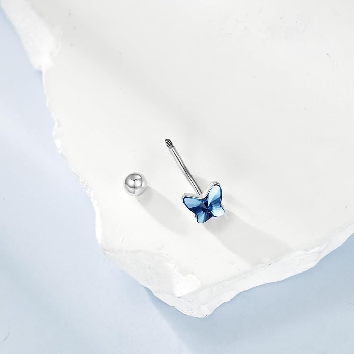 Dangle Clicker Belly Button Ring for Women Surgical Sterling Silver Belly Ring Simple Reverse Navel Rings Body Jewelry