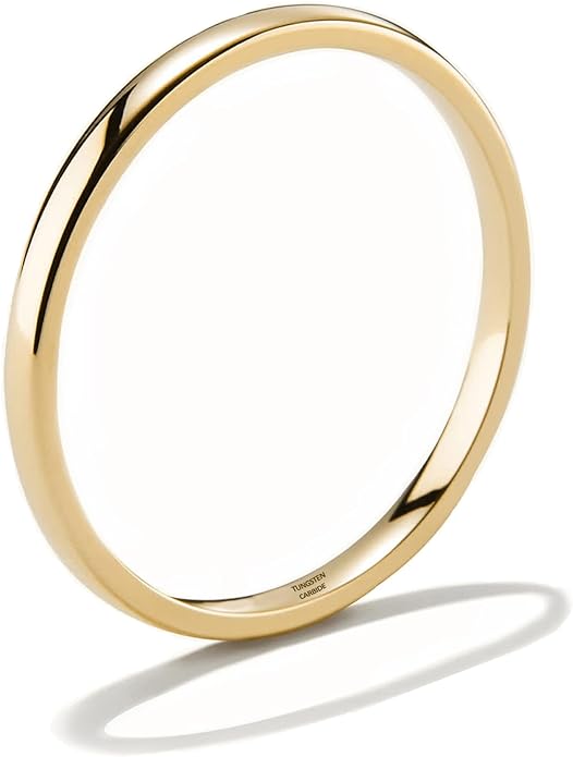 NOKMIT 2mm 4mm 6mm Gold Wedding Bands for Women Men Dainty Gold Silver Tungsten Cigar Band Rings Thumb Pinky Ring High Polish Non Tarnish Comfort Fit Size 4-12
