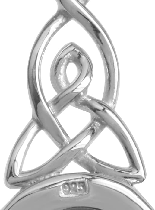 Silvershake 6MM Round Shape Inlay White Gold Plated or Yellow Gold Plated 925 Sterling Silver Triquetra Celtic Knot Dangle Leverback or Hook Earrings Jewelry for Women