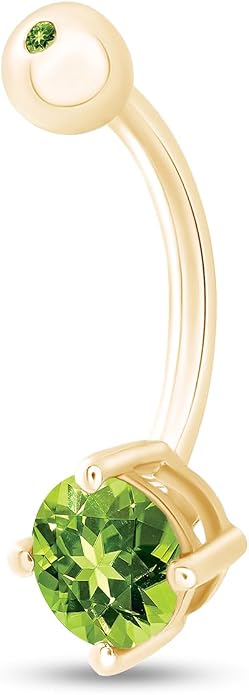 AFFY Round Shape Body Piercing Curved Barbells, Floating Navel Belly Piercing Button Premium Surgical Steel Ring in 14K Gold Over Sterling Silver