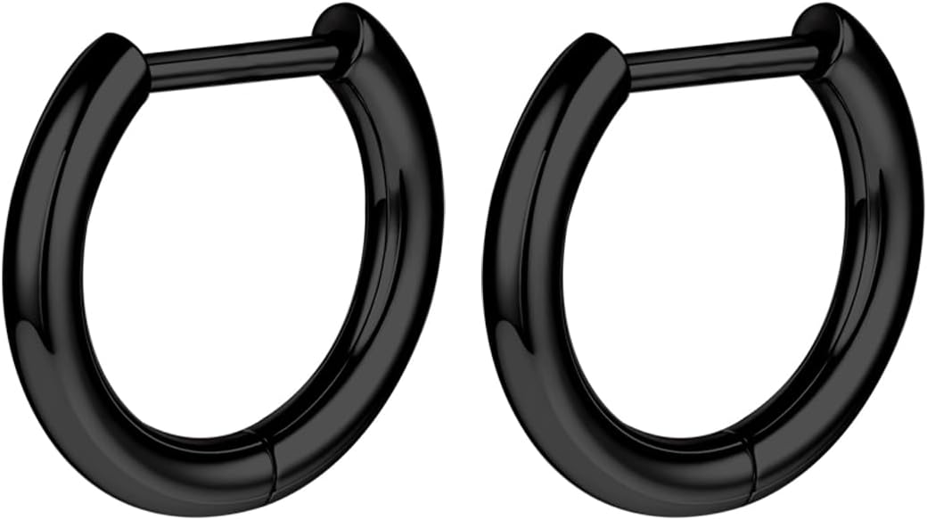 AOEDEJ G23 Titanium Black/Steel Gray/Gold Hoop Earrings 18G Small Huggie Hoop Earrings 8mm/10mm/12mm Cartilage for Sensitive Ears for Multiple Piercing Cartilage Hoop Earring Stack Jewelry