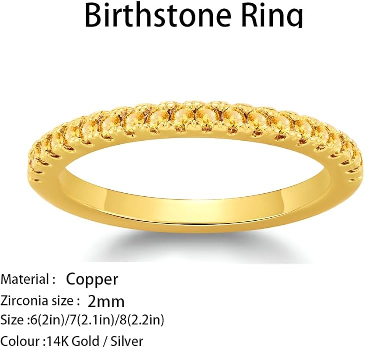 Birthstone Rings For Women, Silver Stackable Cubic Zirconia Stainless Steel Birth Stone Ring To My Daughter/Mom Birthday Unique Gifts Jewelry