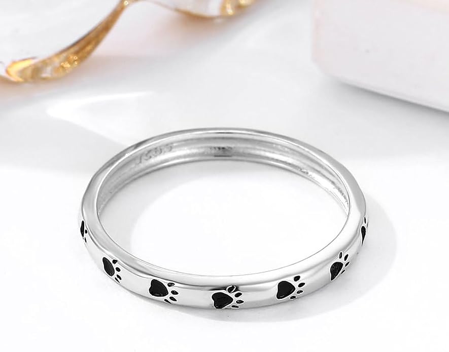 925 Sterling Silver Dainty Daisy Butterfly Paw Heart Eternity Rings Blue Flower Finger Rings for Women Stacking Promise Rings Gift Jewelry