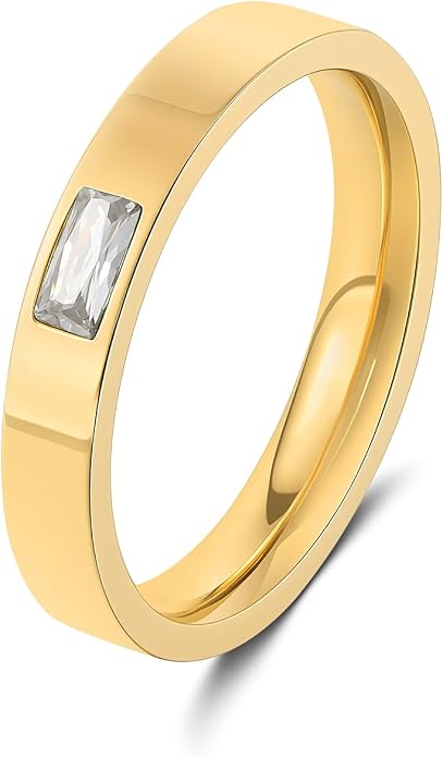 Birthstone Rings for Women 14K Gold Plated Stackable Band Non Tarnish Gold Rings Hypoallergenic Anniversary Mother's Day Christmas Gift for Her