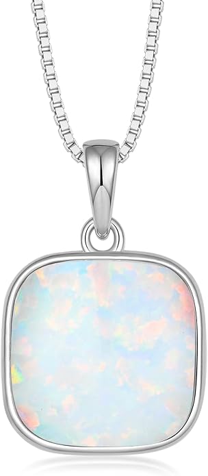 Teardrop Opal Necklace for Women - 925 Sterling Silver October Birthstone Pendant Necklace, Dainty Pear Shape Gemstone Jewelry Gif for Her, Adjustable Box Chain