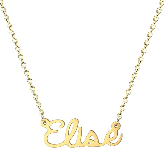 MOMOL 18K Gold Plated Stainless Steel Name Necklace Personalized Custom Name Necklace Customized Nameplate Necklace for women