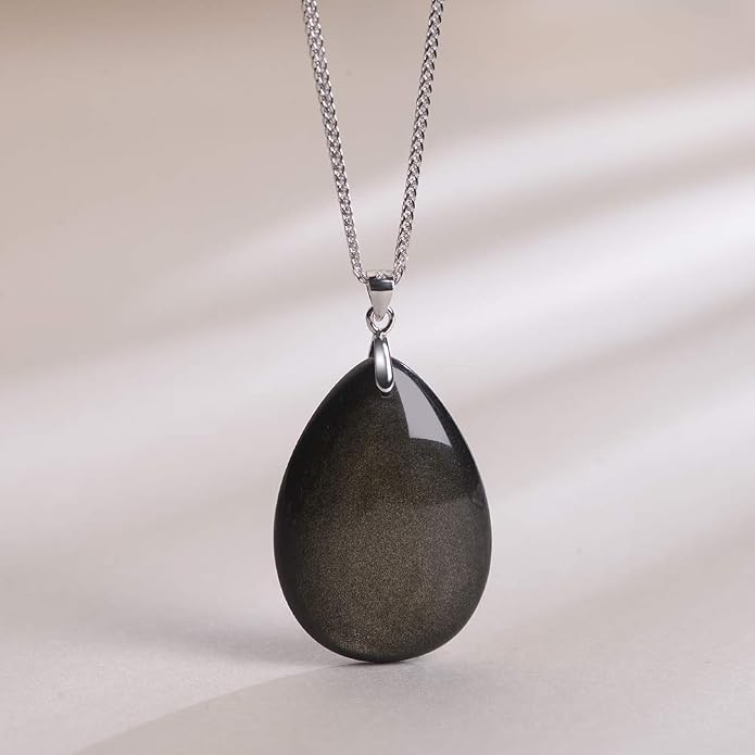 iSTONE 925 Sterling Silver Natural Crytral for Womens Pendant Necklace, Gemstone Birthstone with 17.8" Silver Chain Ladies