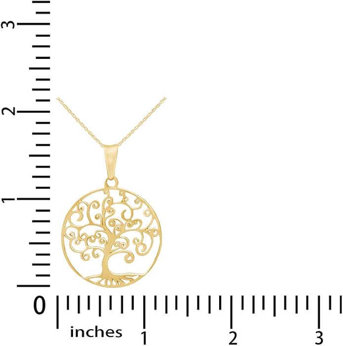 Jewel Zone US Tree of Life Filigree Pendant Necklace 14k Gold Over Sterling Silver