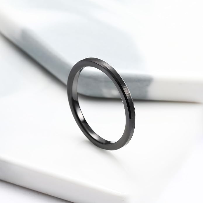 King Will Tungsten Men's Wedding Ring - Available in 6mm to 10mm, Black/Silver, Matte Finish, Beveled Polished Edge, Comfort Fit