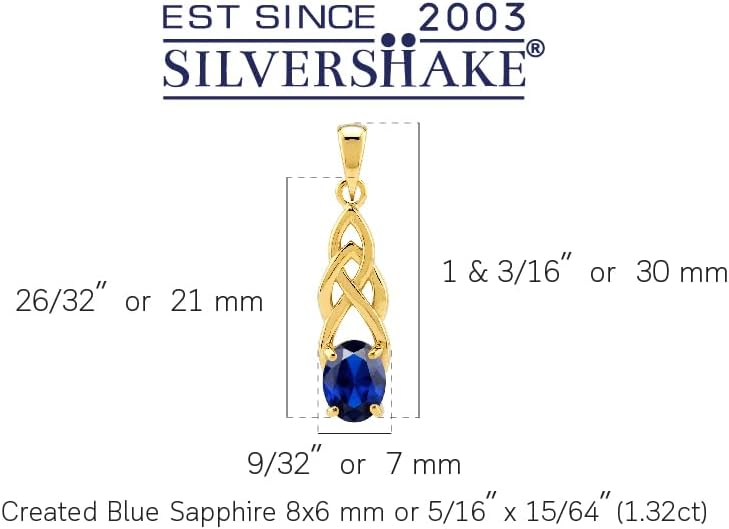 Silvershake 8X6mm Oval Shape Birthstone Gemstone Antique Finishing or Yellow Gold Plated 925 Sterling Silver Celtic Knot Weave Solitaire Pendant or Pendant with 18 Inch Chain Necklace Jewelry for Women