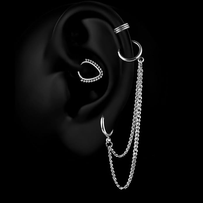 Casvort 14G Seamless Septum Piercing Rings Segment Tragus Hoop Rings 316 Surgical Stainless Steel Helix Ring Stacks for Stretched Ear Lobe Clickers Ear Hangers Body Jewelry