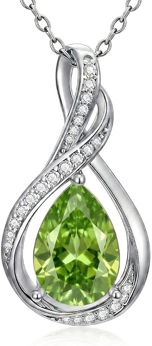 Teardrop Necklace 925 Sterling Silver Birthstone Necklace for Women Pendant Infinity Love Anniversary Birthday Jewelry Gifts for Mom Her Wife