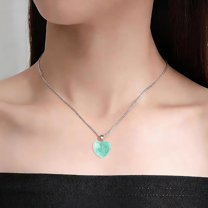 iSTONE 925 Sterling Silver Natural Crytral for Womens Pendant Necklace, Gemstone Birthstone with 17.8" Silver Chain Ladies