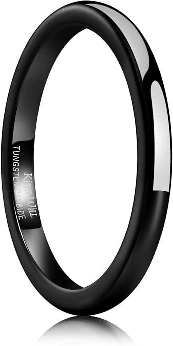 King Will Tungsten Carbide Wedding Band for Men Women Promise Rings for Couples Domed High Polish