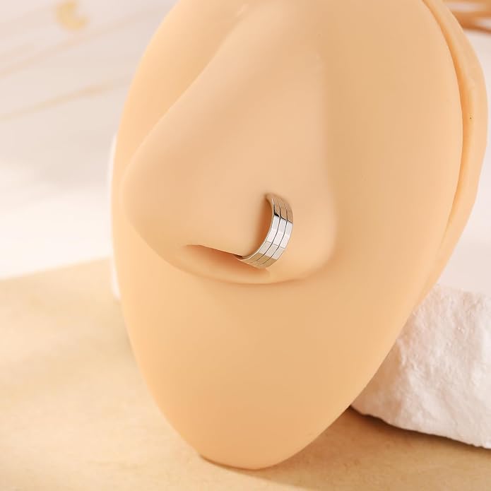 316L Surgical Steel Septum Clicker Ring Nose Ring Hoop Sleeper Hoop Earring Helix Rook Conch Cartilage Daith Tragus Earrings Lobe Nose Piercing Jewelry for Women