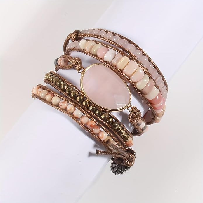Women Wrap Bracelets Boho Natural Stone Jasper Turquoises Strand Bracelet Jewelry Collection