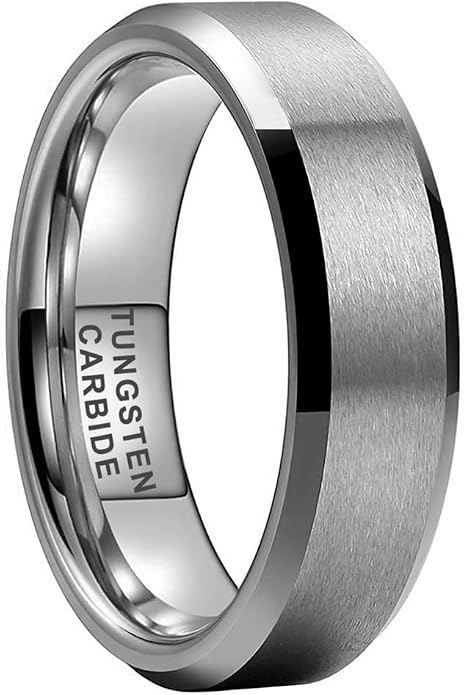 TUTISS 6mm 8mm Tungsten Rings for Men Women Fashion Engagement Wedding Bands Matte Finish Beveled Edges Comfort Fit