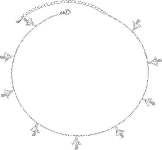 Sterling Silver Jewelry Choker Necklace Pendant Disc Chain Statement Necklace For Women 13+3 inches