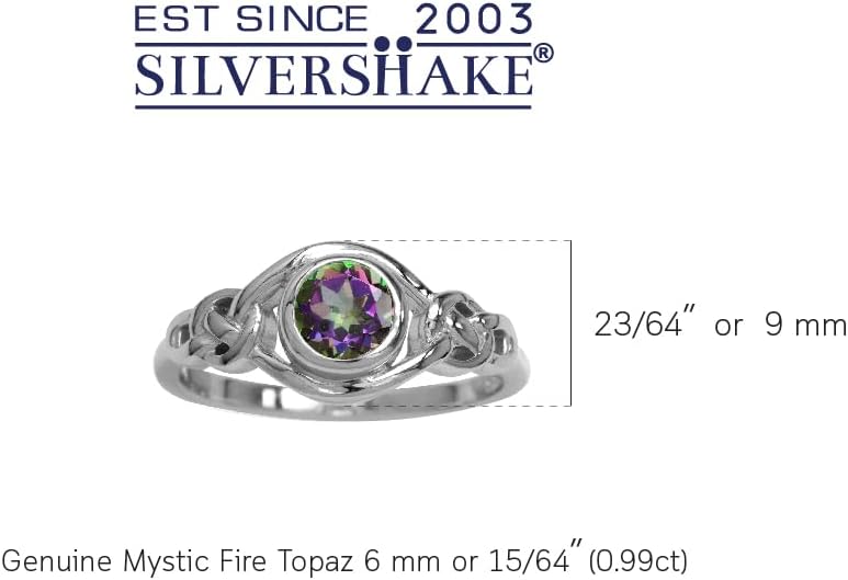 Silvershake Birthstone Gemstones White Gold Plated 925 Sterling Silver Irish Celtic Knot Engagement or Promise Solitaire Ring Jewelry for Women