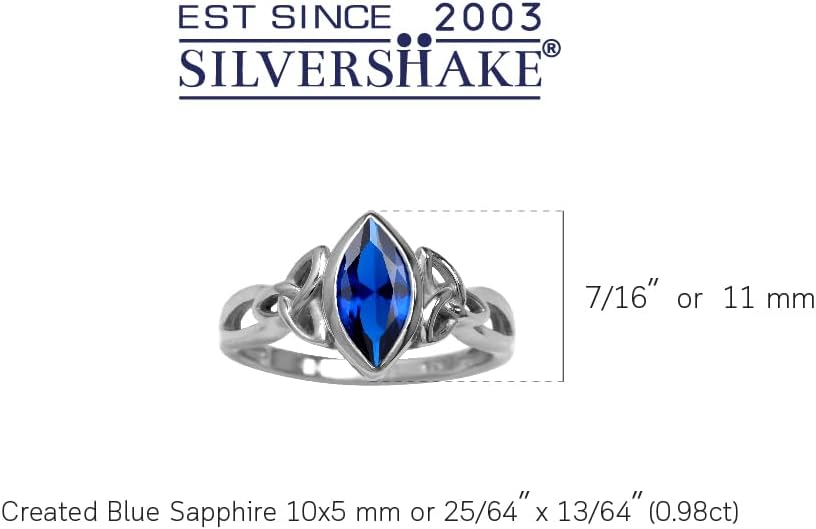 Silvershake Genuine Gemstone 925 Sterling Silver Triquetra Celtic Knot Solitaire Ring
