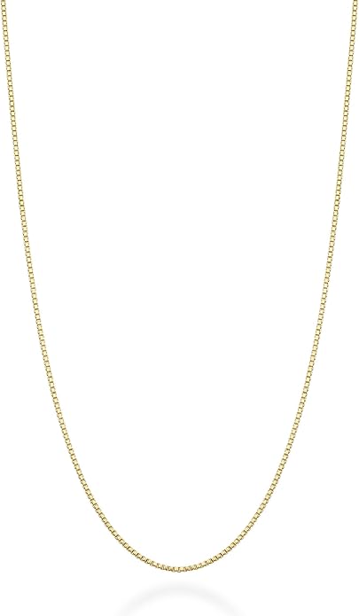 Miabella Italian 925 Sterling Silver or 18K Gold Plated 925 Sterling Silver Thin 1mm Box Chain Necklace for Women, Made in Italy