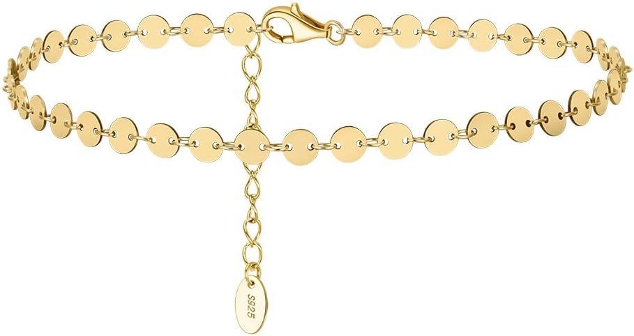 925 Sterling Silver Chain Anklets Bracelet For Women Adjustable Anklet Bracelet With Rhodium Plating For Long-Lasting Shine Silver Anklets For Women Jewelry Gift for Women
