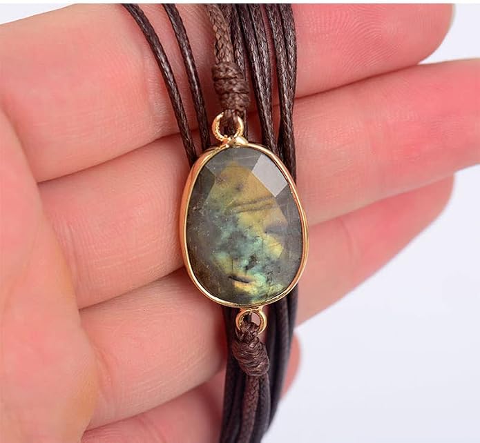 Women Wrap Bracelet Boho Natural Jasper Crystal Stone Beads Strand Bracelets